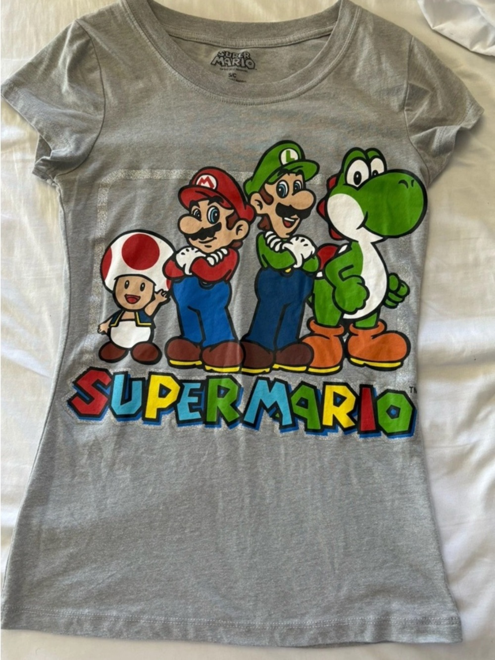 Nintendo Gray Short Sleeve Super Mario Character Tee ‘Group Shot’